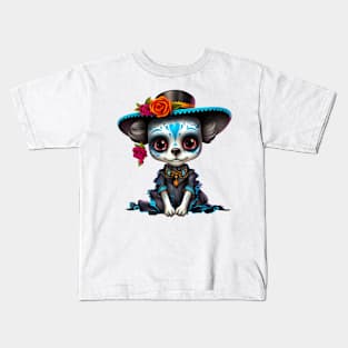 Dia de los Muertos Dog #4 Kids T-Shirt